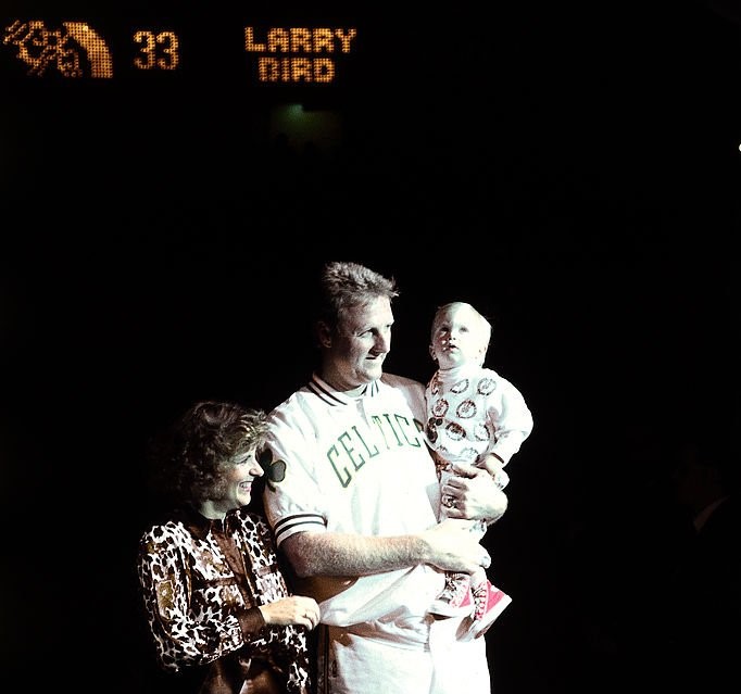 Connor Bird attends Basketball game with his dad, Larry Bird
